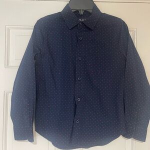 The Children’s Place - Boy’s Navy Blue Polka Dot Shirt - Size M (7-8)